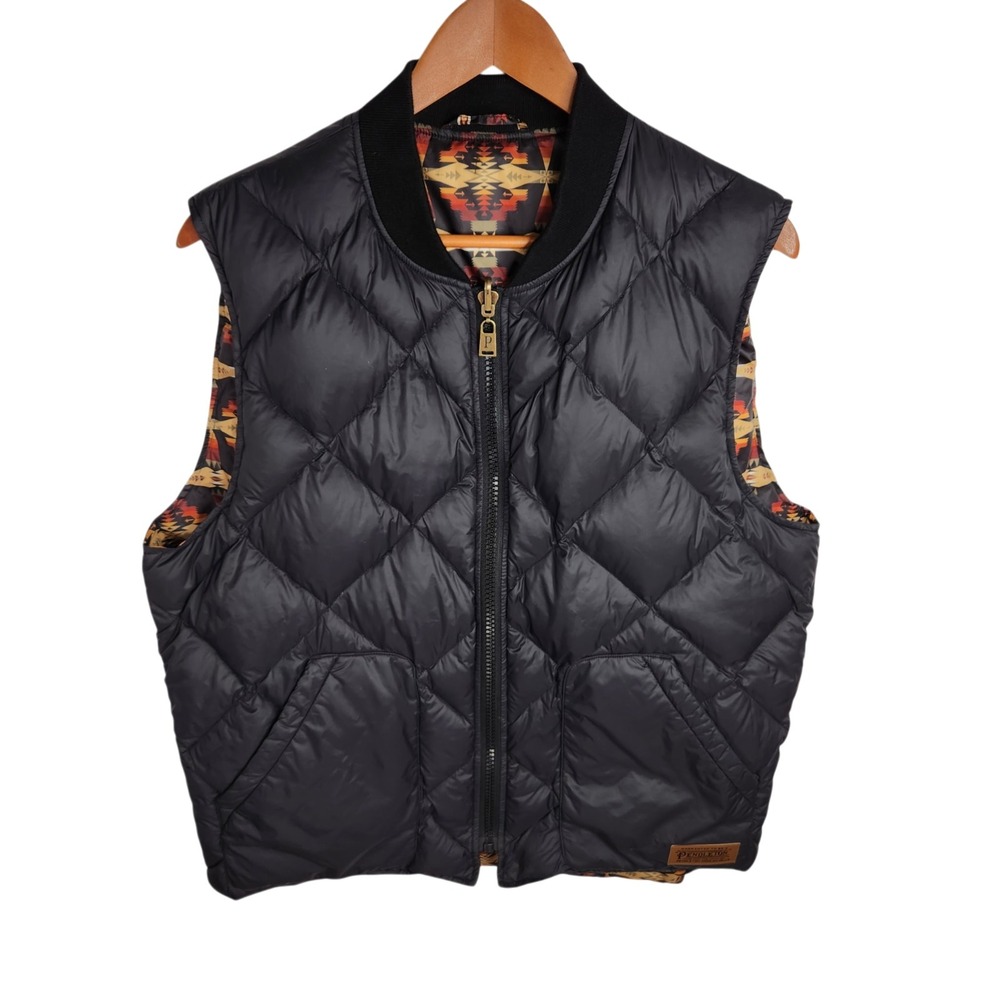 Pendleton Wild Horse Reversible Down Vest Men's Size Large‎ Tucson Print Puffer